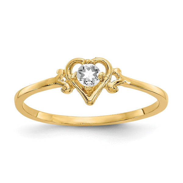 14K White Gold Heart Ring with Topaz