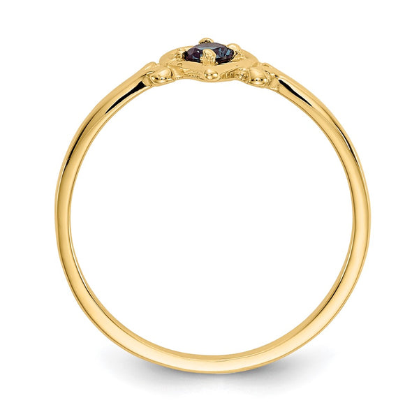 14K Heart-Shaped Synthetic Alexandrite Ring