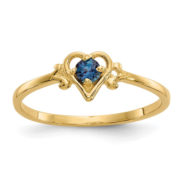 10K Synthetic Alexandrite Heart-Shaped Birthstone Ring