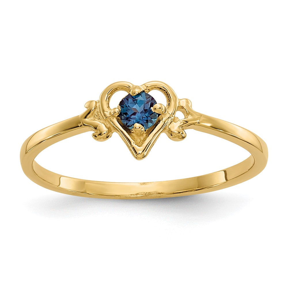 High-Quality 10K Synthetic Alexandrite Heart-Shaped Birthstone Ring - Stylish Value