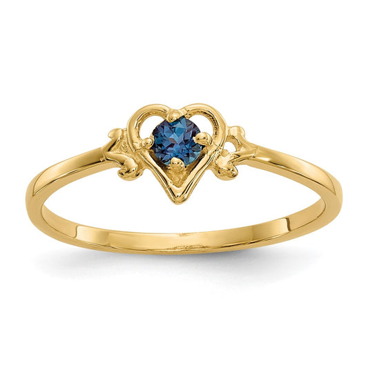 High-Quality 10K Synthetic Alexandrite Heart-Shaped Birthstone Ring - Stylish Value
