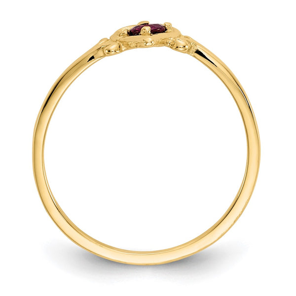 14K Gold Heart Ring with Ruby Birthstone