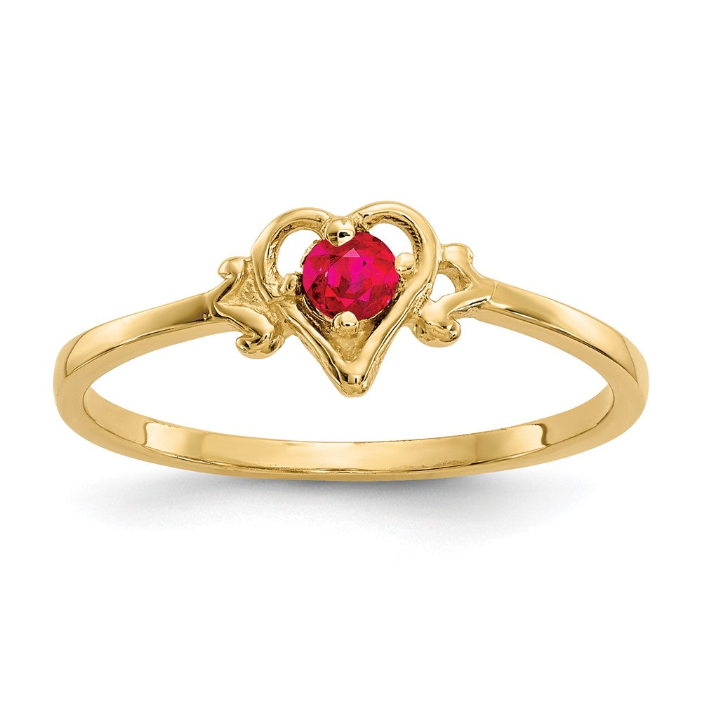 High-Quality 10K Gold Heart Ring with Ruby Birthstone - Stylish Value!