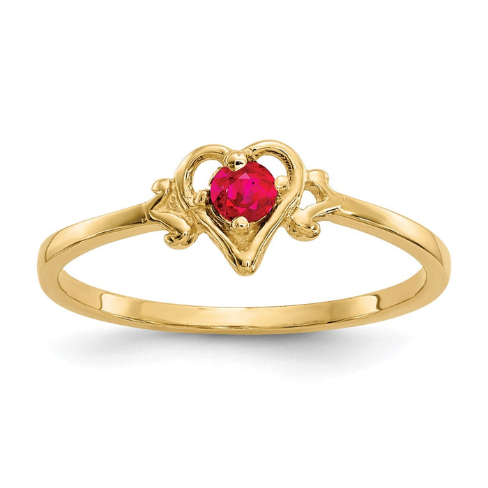 High-Quality 10K Gold Heart Ring with Ruby Birthstone - Stylish Value!-1