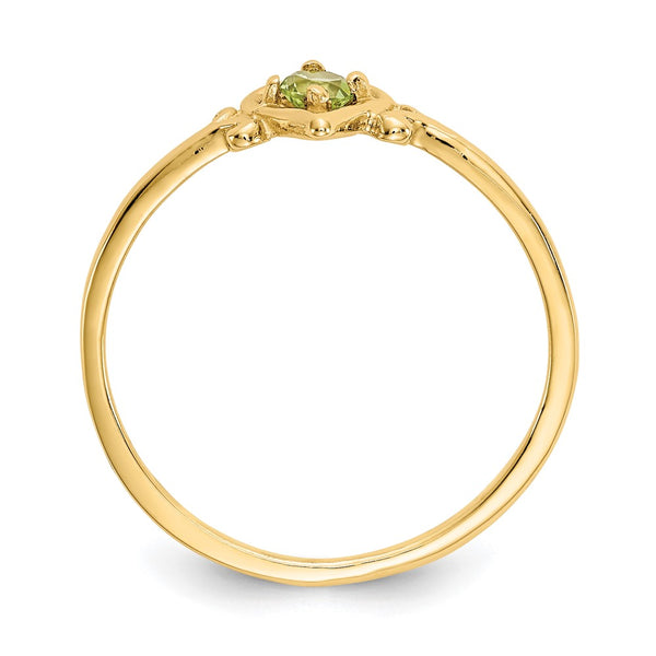 14K Gold Heart Ring with Peridot Birthstone