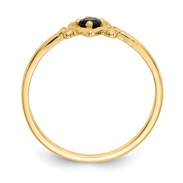 14K Gold Heart Ring with Sapphire Birthstone