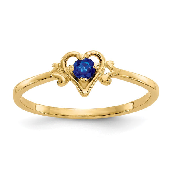 10K Gold Heart Ring with Sapphire Birthstone