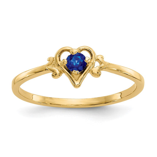 Exclusive 10K Gold Heart Ring with Sapphire Birthstone | Stylish Value Piece