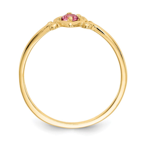 14K Pink Tourmaline Heart-Shaped Ring - Birthstone