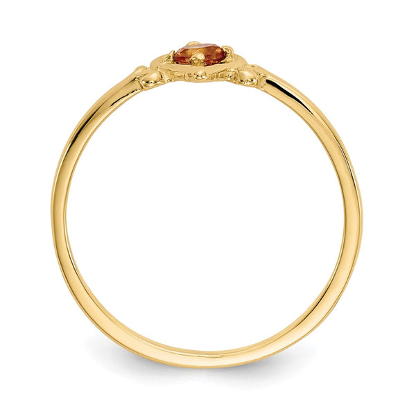 14K Gold Heart Ring with Citrine Birthstone