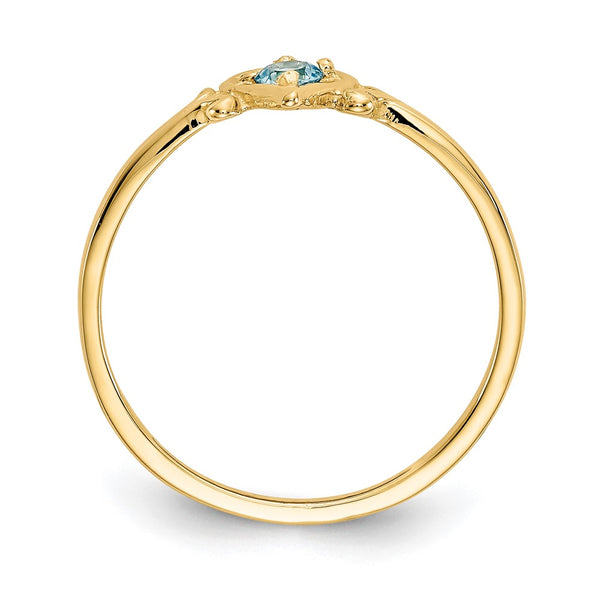 14K Gold Heart Ring with Blue Topaz