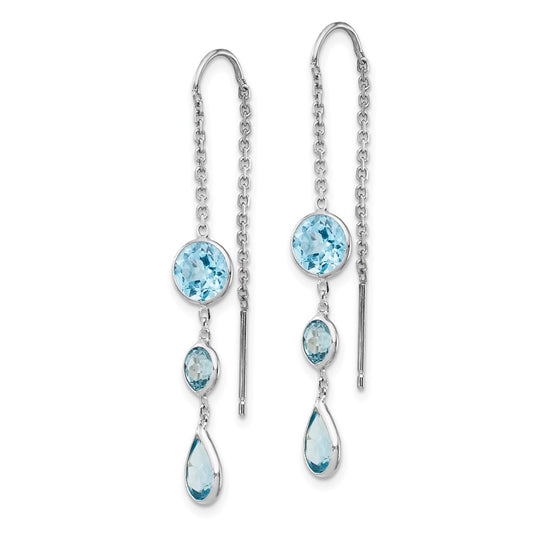 High-Quality 14K White Gold Blue Topaz Drop Earrings | Stylish Value Buy!