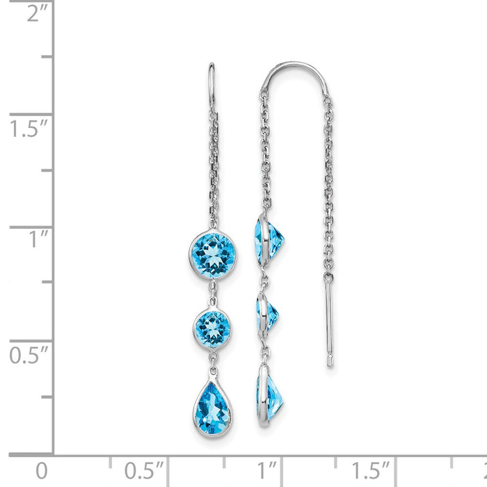 High-Quality 14K White Gold Blue Topaz Drop Earrings | Stylish Value Buy!-4