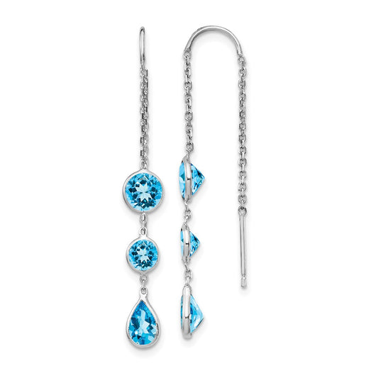 High-Quality 14K White Gold Blue Topaz Drop Earrings | Stylish Value Buy!