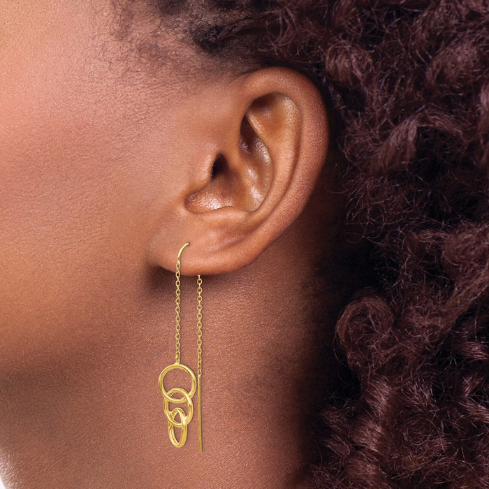 Buy 14K Gold Triple Circle Threader Earrings - Stylish & Affordable Luxury!-3