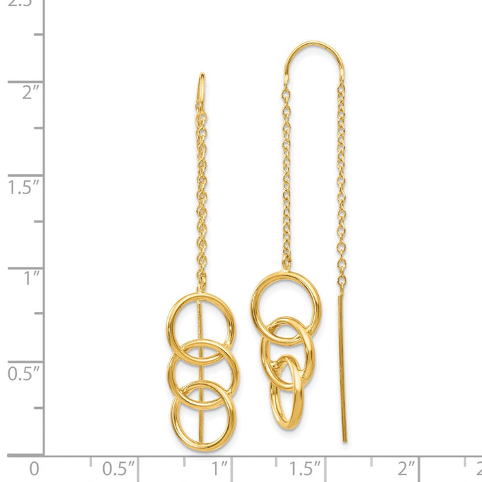 Buy 14K Gold Triple Circle Threader Earrings - Stylish & Affordable Luxury!-4