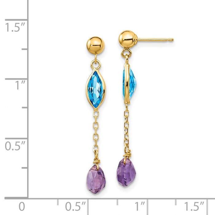 Shop Stylish 14K Gold Amethyst & Blue Topaz Stud Earrings - Affordable Luxury-4