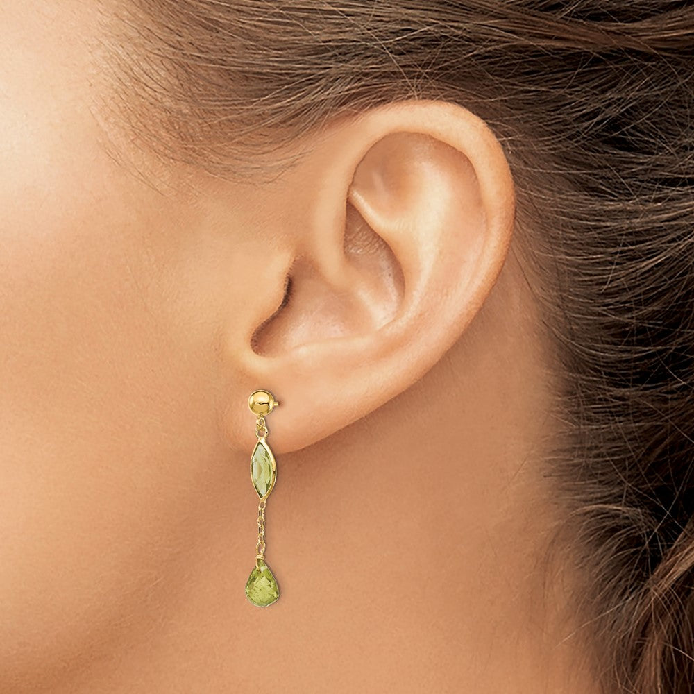 Designer 14K Gold Peridot Stud Earrings - Stylish Luxury, 0.85mm, Affordable Price