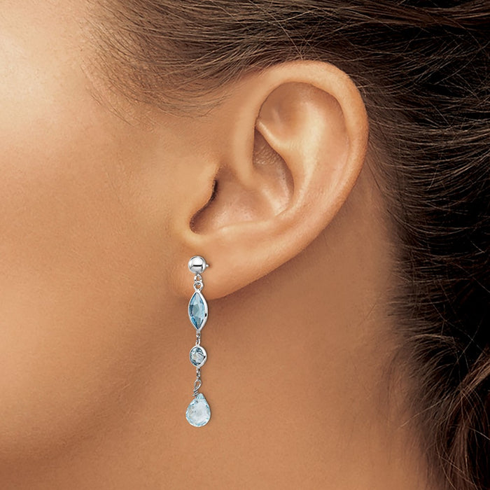 Buy Exclusive 14K White Gold Blue Topaz Stud Earrings - Stylish & Affordable!-3