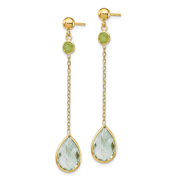 14K Gold Peridot & Green Quartz Stud Earrings