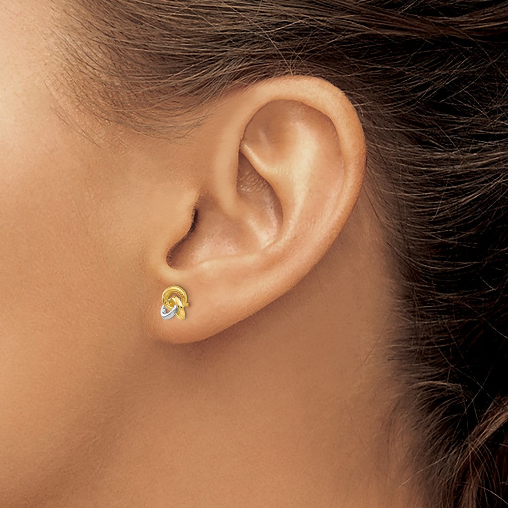 Shop Stylish 14K Gold & Rhodium Trinity Knot Earrings - Exclusive Design!