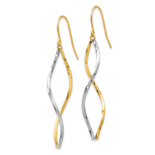 Exclusive 14K Two-Tone Twisted Dangle Earrings - Stylish and Affordable Elegance