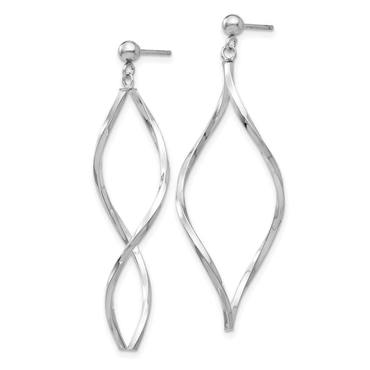 Exclusive 14K White Gold Twisted Drop Earrings - Stylish Design, Affordable Luxury