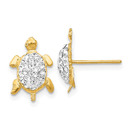 Buy 14K White Gold Crystal Turtle Stud Earrings - Stylish & Affordable Luxury