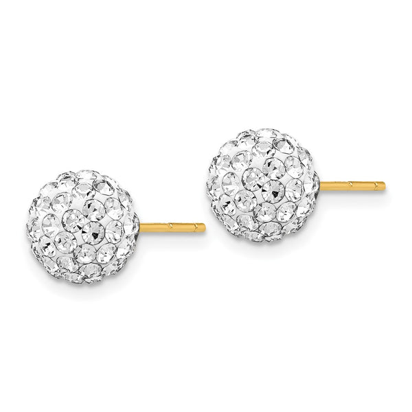 14K Gold 8mm Crystal Ball Stud Earrings - Gemstone