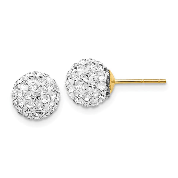 14K Gold 8mm Crystal Ball Stud Earrings - Gemstone