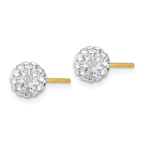 14K Gold 6mm Crystal Ball Stud Earrings for