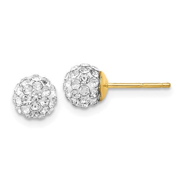 14K Gold 6mm Crystal Ball Stud Earrings for