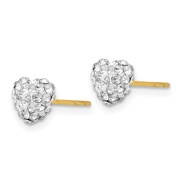 14K Gold 6mm Crystal Heart Stud Earrings