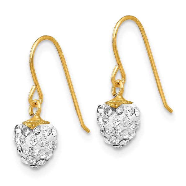 14K Gold Crystal Heart Drop Earrings