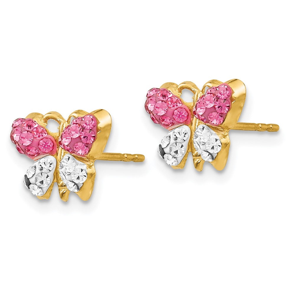 Exclusive 14K Pink & White Crystal Butterfly Stud Earrings - Stylish Value!