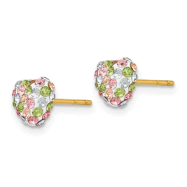 14K Gold Multi-Colored Heart Post Earrings - 6mm
