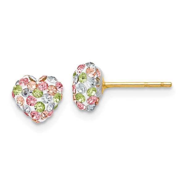 14K Gold Multi-Colored Heart Post Earrings - 6mm