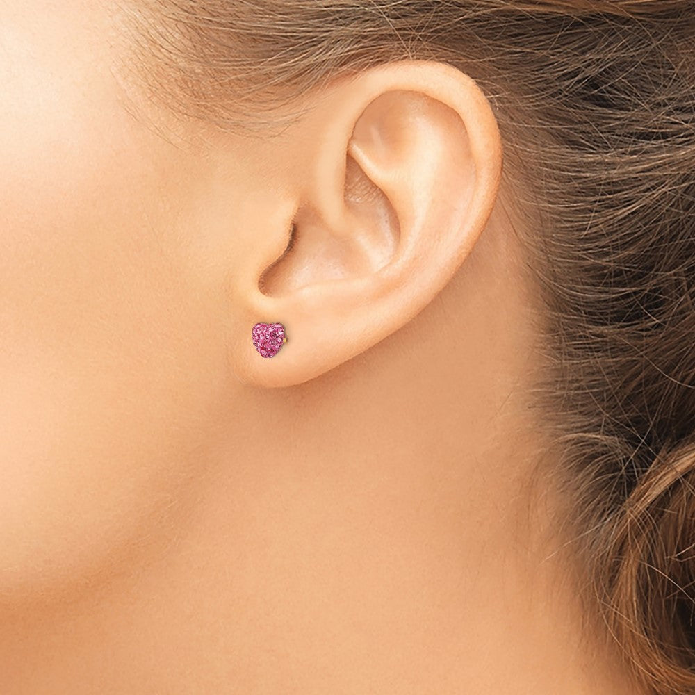 Shop Stylish 14K Rose Gold 6mm Heart Earrings with Crystal Accents
