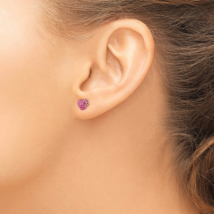 Shop Stylish 14K Rose Gold 6mm Heart Earrings with Crystal Accents-3