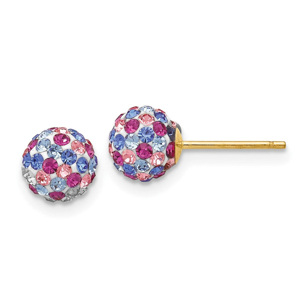 High-Quality 14K Gold 6mm Blue & Pink Multi-Crystal Earrings - Stylish Value!