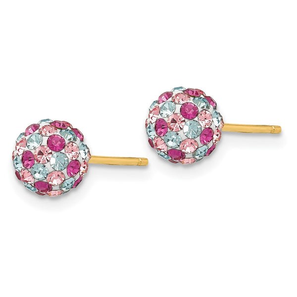 14K Gold Multi-Colored Crystal 6mm Ball Earrings