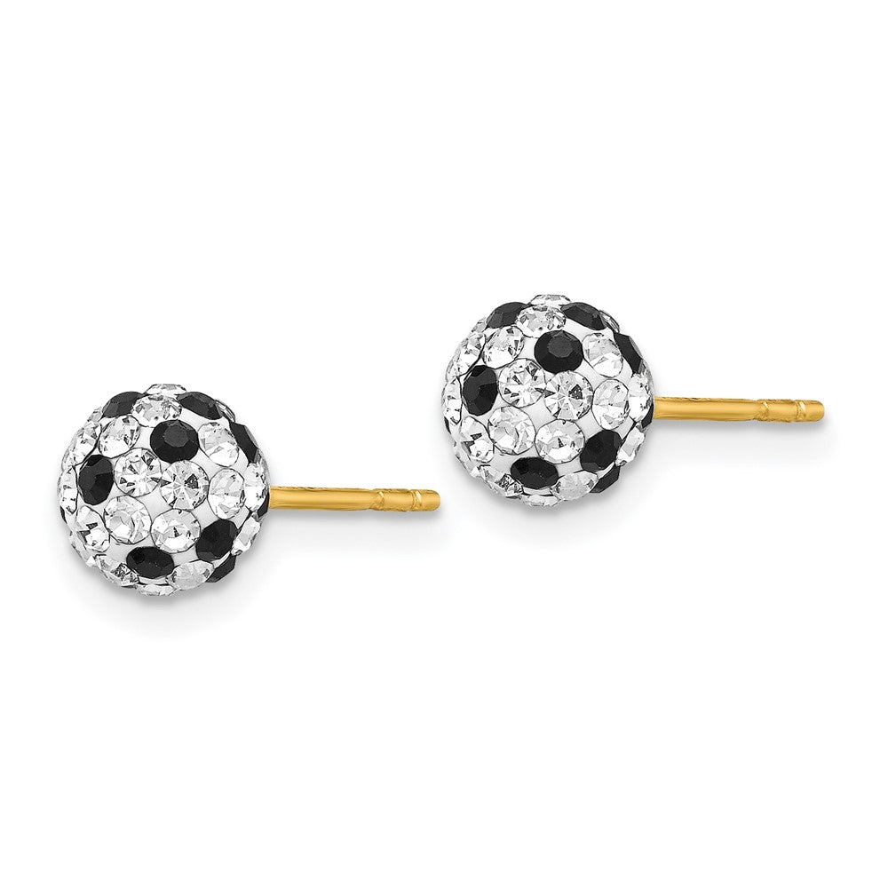 Exclusive 14K Black & White Crystal 6mm Stud Earrings - Stylish Value!