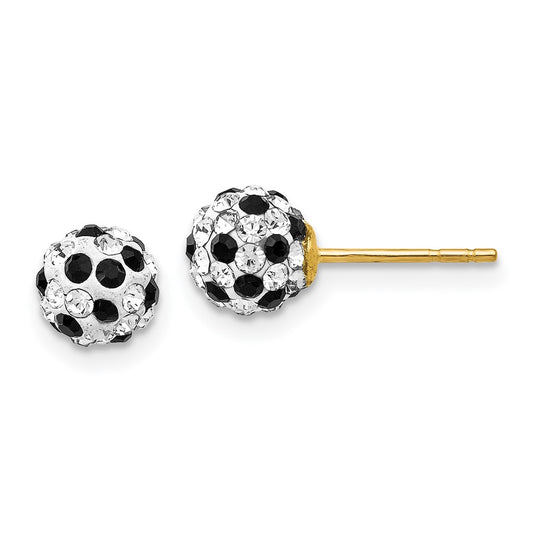 Exclusive 14K Black & White Crystal 6mm Stud Earrings - Stylish Value!