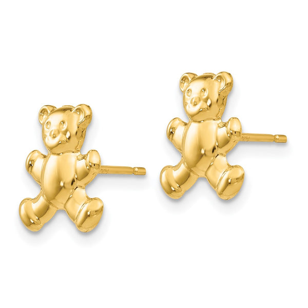 14K Gold Teddy Bear Stud Earrings