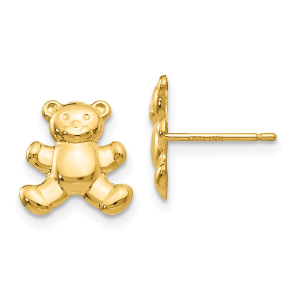 14K Gold Teddy Bear Stud Earrings
