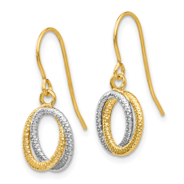 Shop Exclusive 14K Two-Tone Textured Dangle Earrings - Stylish & Elegant-2