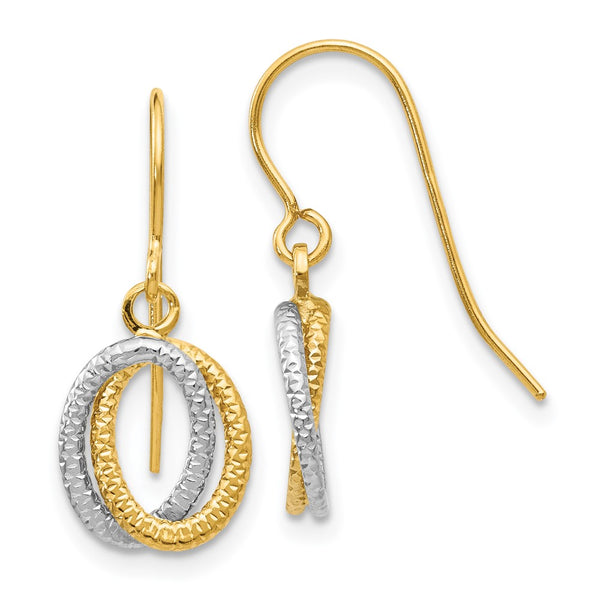 14K Two-Tone Textured Dangle Earrings - Style GR1-1015942