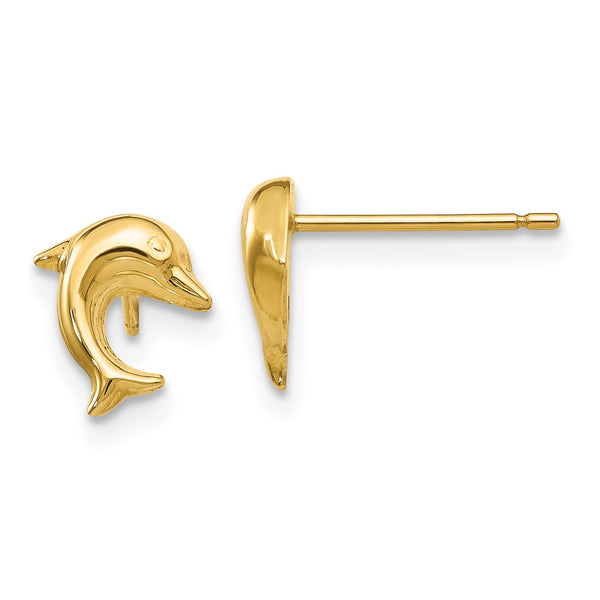 14K Gold Mini Dolphin Stud Earrings