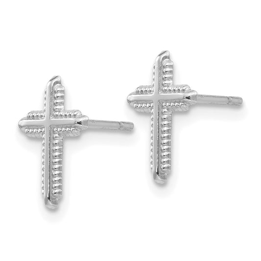 Shop Stylish 14K White Gold Cross Post Earrings | Polished, Lightweight, Affordable