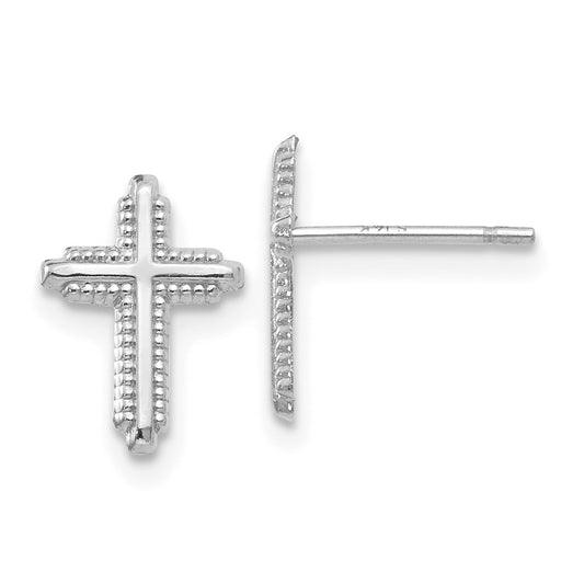 Shop Stylish 14K White Gold Cross Post Earrings | Polished, Lightweight, Affordable